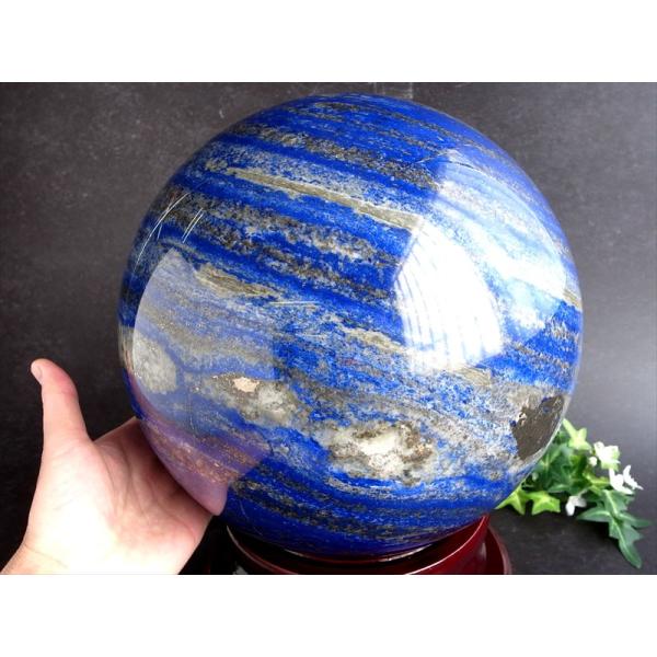 店頭展示中 特大サイズ 層バランス抜群 ラピスラズリ 丸玉 台座付 直径230mm 重さ22386g...