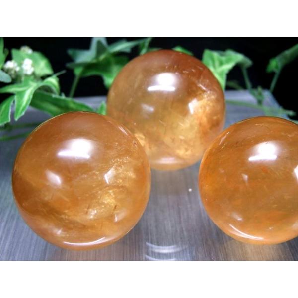 透明ディープ 4A ディープゴールデンカルサイト 丸玉 直径約42mm-45mm 透明感抜群 美麗 ...