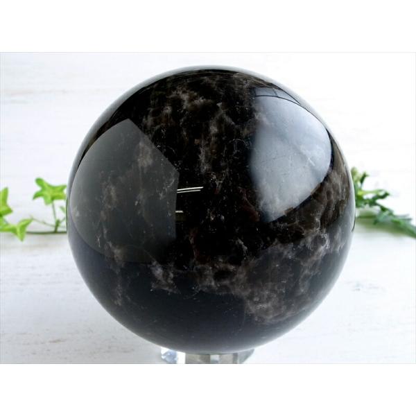 六条スター 迫力の大玉 モリオン 黒水晶 丸玉 台座付 重さ約2086g 直径約115mm 魔除け ...
