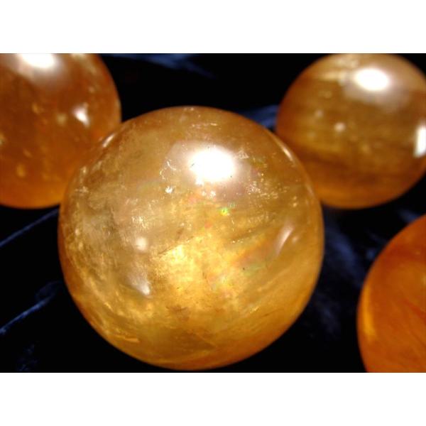 希少 3A ディープゴールデン カルサイト 丸玉 直径約50mm-52mm前後 透明感抜群 美麗 つ...