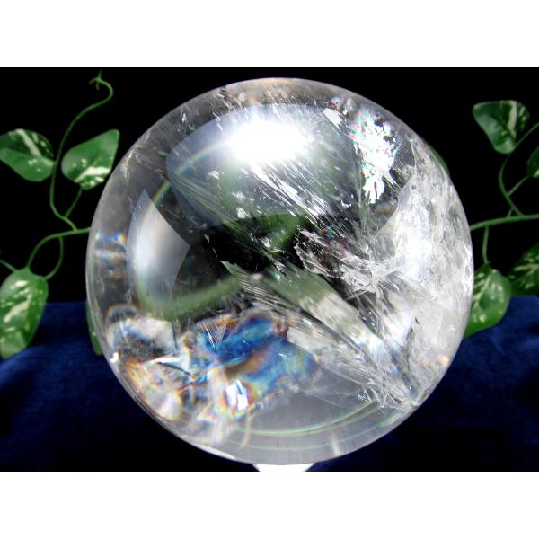 店頭展示中 最高級 5A レインボー水晶 丸玉 直径117mm 重さ2218g 虹入り水晶 透明感抜...