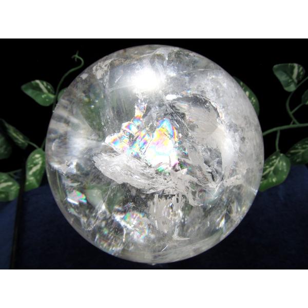迫力の大玉 アイリス 5A 天然虹入り水晶 丸玉 直径128mm 重さ2924g 虹入り水晶 透明感...