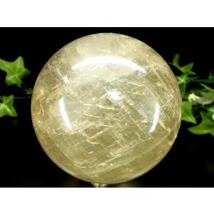 5A 超透明 キラキラ ゴールデン カルサイト 丸玉 台座付 直径約81mm 重さ797g 繁栄と成功の象徴 丸玉置物 一点もの メキシコ産 パワーストーン 天然石
