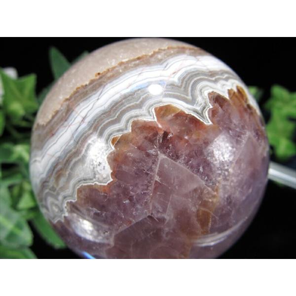 アメジストと瑪瑙共生 アメジスト・瑪瑙 共生 丸玉 置物 台座付 直径63mm 重さ368g 幸運や...