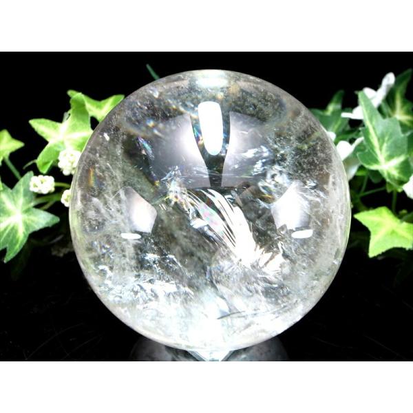 最良の虹 5A級 天然水晶 虹入り 丸玉 台座付 重さ470g φ70mm レインボー水晶 すべての...