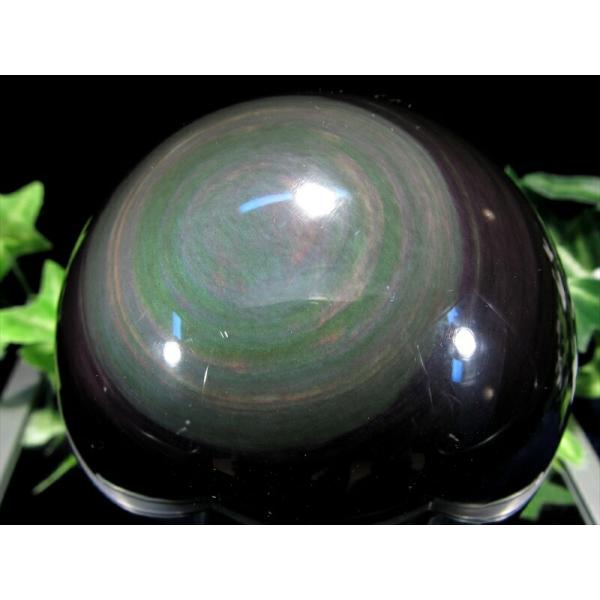 希少AAAAA レインボー オブシディアン 丸玉 台座付 直径81mm 重さ717g 大人気丸玉 レ...