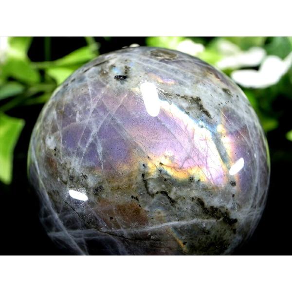 3A+ パープルシラー ラブラドライト 丸玉 直径 46.9mm 重さ 146g 月と太陽を象徴する...