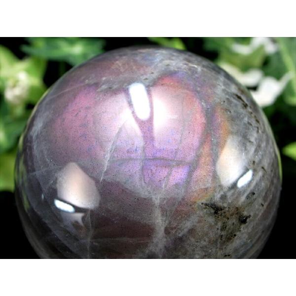 3A+ パープルシラー ラブラドライト 丸玉 台座付 直径 54.7mm 重さ 226g 月と太陽を...