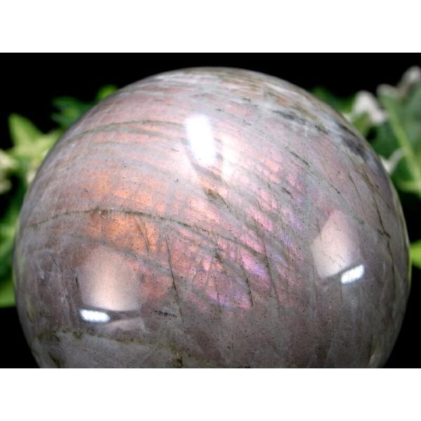 3A+ パープルシラー ラブラドライト 丸玉 台座付 直径 62.6mm 重さ 345g 月と太陽を...