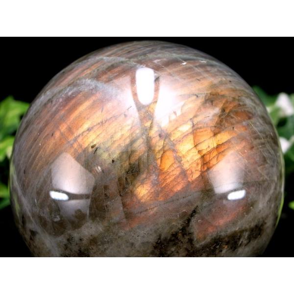 3A+ ピンクオレンジシラー ラブラドライト 丸玉 台座付 直径 72.2mm 重さ 522g 月と...