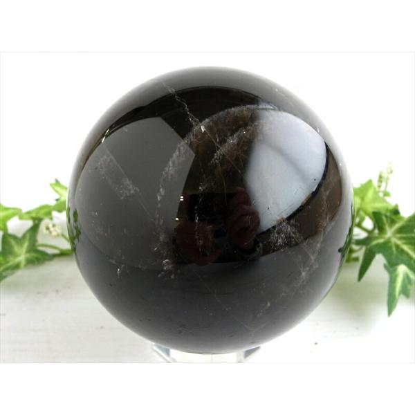 漆黒の大玉 モリオン 黒水晶 丸玉 台座付 直径約96mm 重さ約1297g 魔除け 厄除けの黒い水...