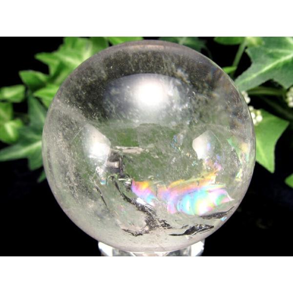 天然水晶 虹入り 丸玉 台座付き φ48mm 重さ 171g レインボー水晶 すべての浄化と純粋さの...