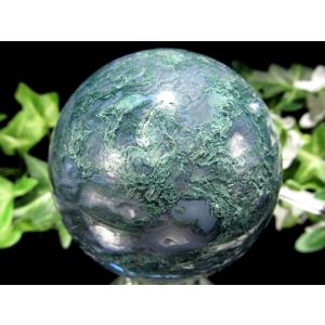 安らぎをもたらす森林浴の石 モスアゲート 苔瑪瑙 丸玉 置物 直径69mm 重さ441g 癒しの石 大人気 スフィア 1点物 ブラジル産 パワーストーン 天然石