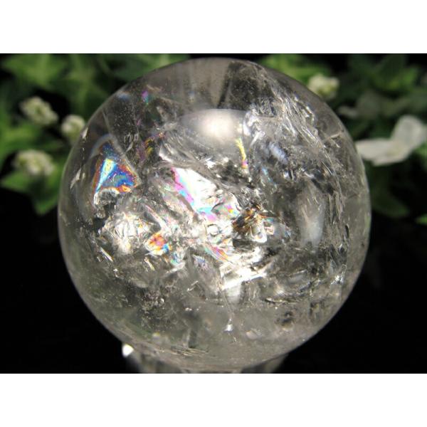 透明感抜群 5A 虹入り レムリアン水晶 丸玉 台座付 φ44mm 重さ121g 古代の叡智を封じ込...