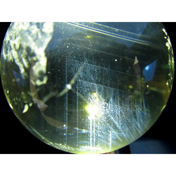 虹 ラダー 入り 5A 超透明 天翔ける シトリン 丸玉 台座付 直径48.5mm 重さ158g 金...