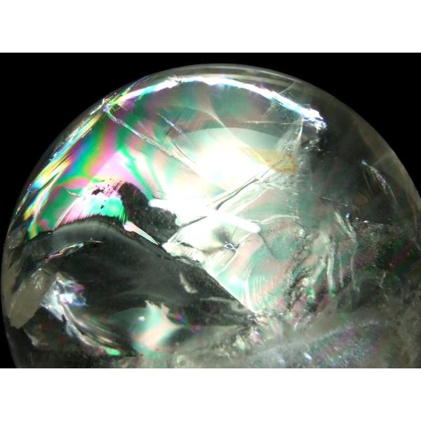 店頭展示中 超透明 大玉 5A級 天然水晶 虹入り 丸玉 台座付き φ97.0mm 重さ 1244g...