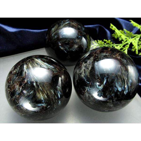 希少 ヌーマイト 丸玉 直径約48mm-50mm ブルー&amp;ゴールドの輝き 太古の天然石 地球のエネル...