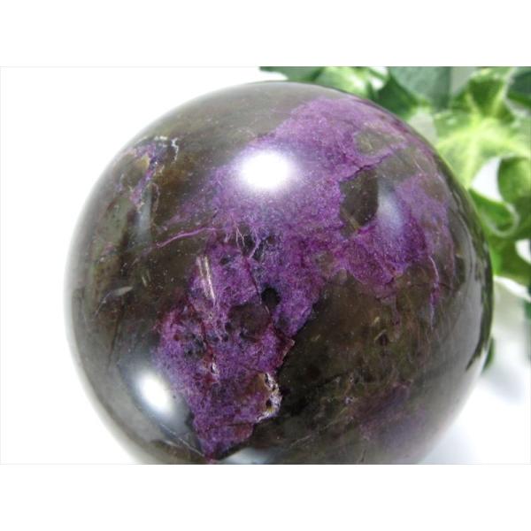 希少石 サーペンチナイト 蛇紋岩 /スチヒタイト スティヒト石 丸玉 台座付き 直径59mm 重さ ...