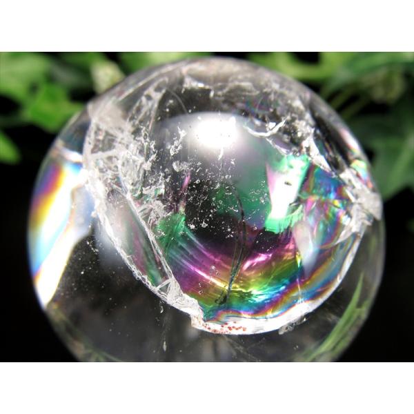 透明感抜群 5A 虹入り レムリアン水晶 丸玉 台座付き φ44mm 重さ118g 古代の叡智を封じ...