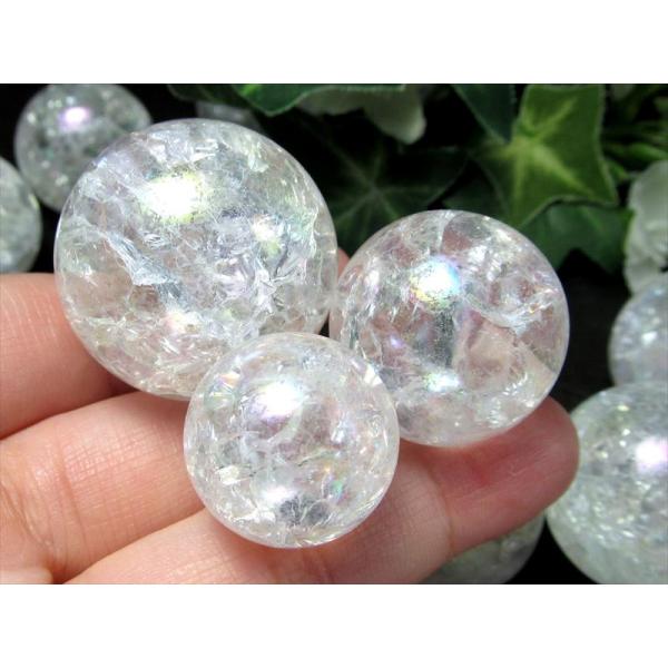 クラックコスモオーラクォーツ (蒸着水晶) 丸玉 詰め合わせ 一袋100g 約4-6個入り 極上超透...