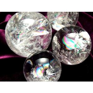 天然虹入り 水晶 丸玉 直径24mm-26mm すべての浄化と純粋さの象徴 お守りにも レインボークォーツ丸玉 ブラジル産
