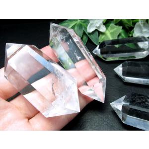 4A 天然透明 水晶 ダブルポイント 双剣 2...の詳細画像5