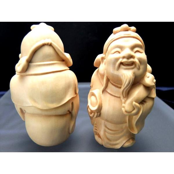財神 木彫り置物 高さ約83mm 財福をつかさどる神 木彫り 天然木観音彫刻シリーズ 風水やインテリ...