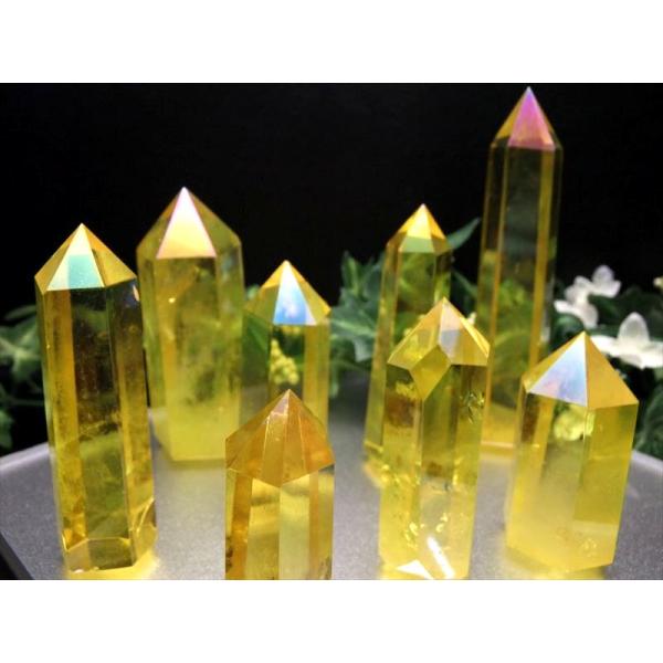 イエロー トロピカルオーラ 天然水晶ポイント 六角柱 30g-40g 極上超透明 手ごろな小さめサイ...