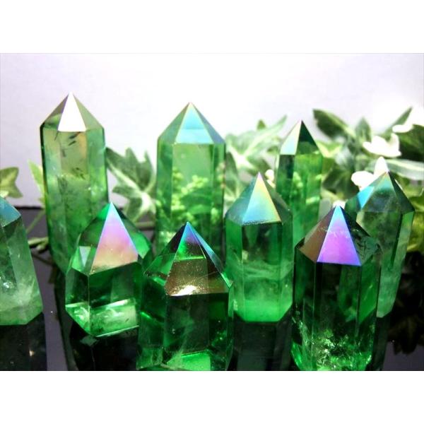 グリーン トロピカルオーラ 天然水晶ポイント 六角柱 30g-40g 極上超透明 手ごろな小さめサイ...
