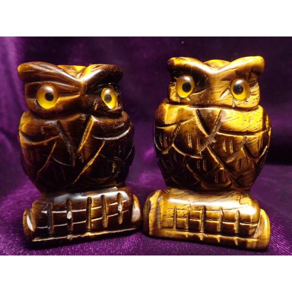 ふくろう タイガーアイ フクロウ彫り 置物重さ約70-90g 南アフリカ産 パワーストーン
