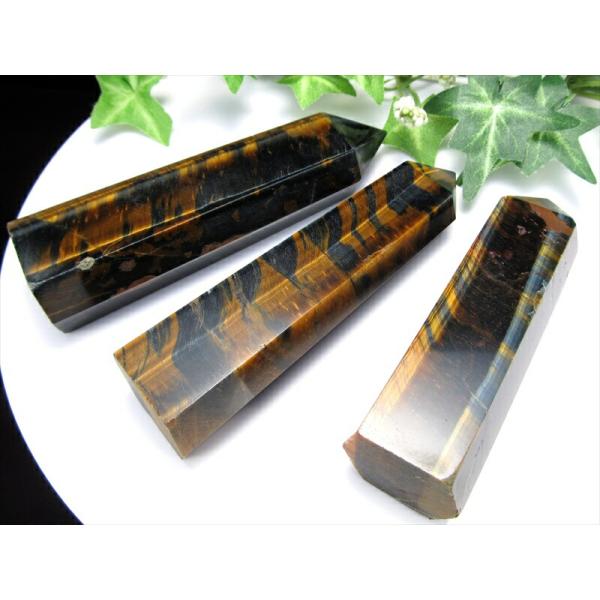 ツートンタイガーアイ ポイント 六角柱 1個売り 重さ約80g-100g シラー効果 ゴールド&amp;ブル...