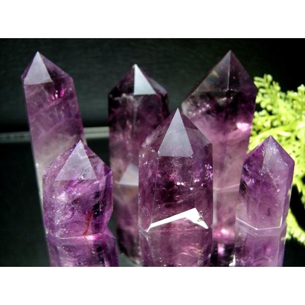 透明 4A ディープパープル アメジスト ポイント 重さ約90g-110g 深みのある葡萄色 濃色 ...