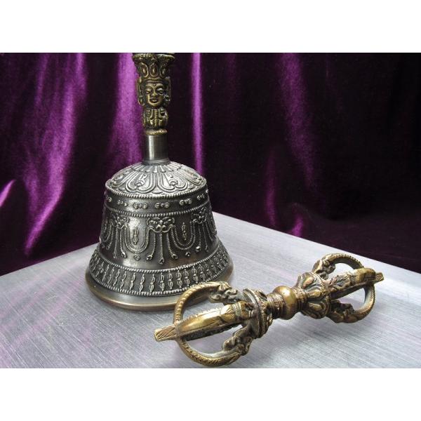 ガンダー ヴァジュラ セット 法器 金剛鈴 ティルブ ドルジェ 金剛杵 五鈷杵 チベット密教法具 パ...