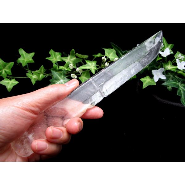 激レア 虹入り 透明天然水晶 ナイフ 長さ約232mm 重さ約149g 万能パワーストーン 強力な浄...