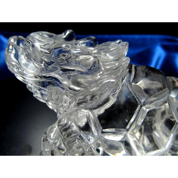 天然水晶 ロングイ 置物 幅約95mm 重さ234g 財運を高める瑞獣 瑞々しい透明感 インテリアに...
