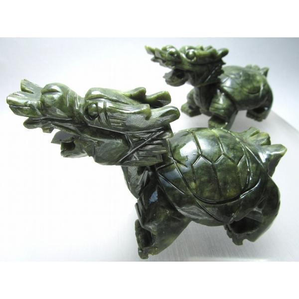 財運を高める瑞獣 サーペンティン 龍亀 ロングイ 彫刻置物 350g-450g前後 縦約10.5cm...