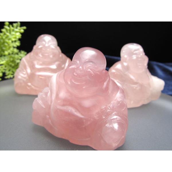 ローズクォーツ 布袋様彫り置物 約30g-45g 極上手彫り彫刻 弥勒菩薩 ミロクボサツ ほてい ホ...