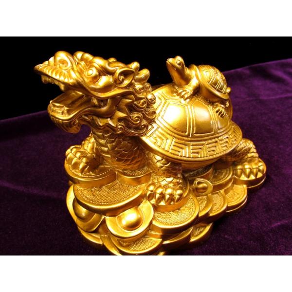 財運を高める瑞獣 Mサイズ インテリアに 龍亀 ロングイ 置物 480g前後 縦約110mm×横約7...