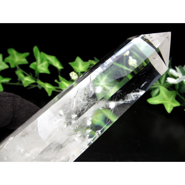 透明水晶 ポイント 専用木製台座付 高さ187mm 重さ340g 極上超透明 浄化 インテリア 一点...