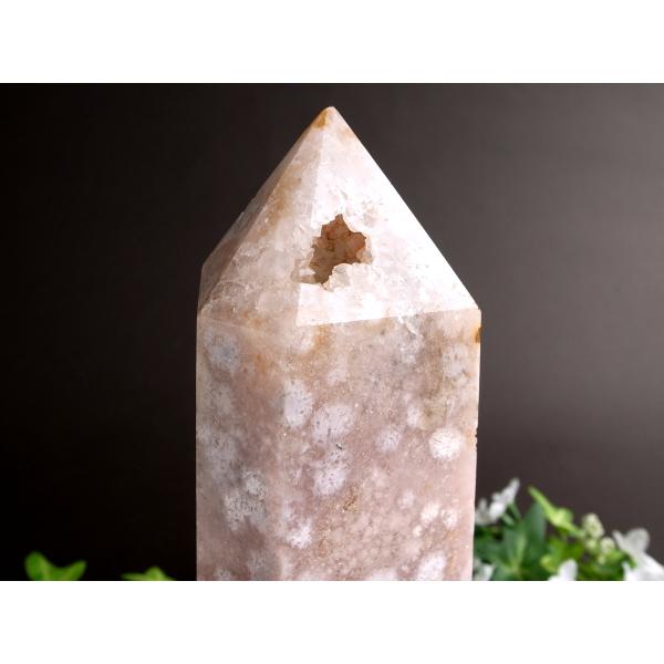 桜満開 さくらメノウ オベリスク置物 高さ235mm 重さ1765g 桜が咲く瑪瑙 チェリーブロッサ...