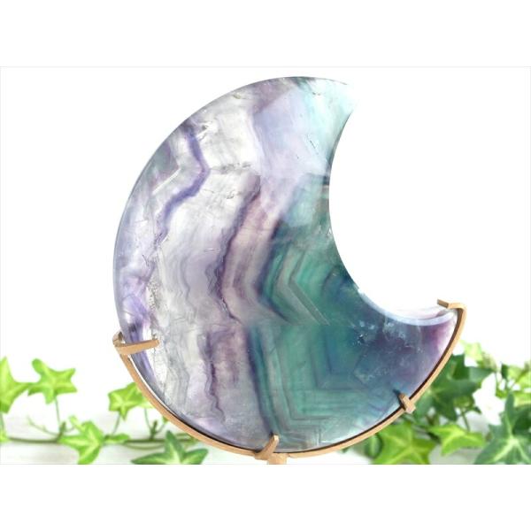 マルチカラーフローライト クレセントムーン 三日月型 置物 台付 高さ 181mm 重さ448g 心...