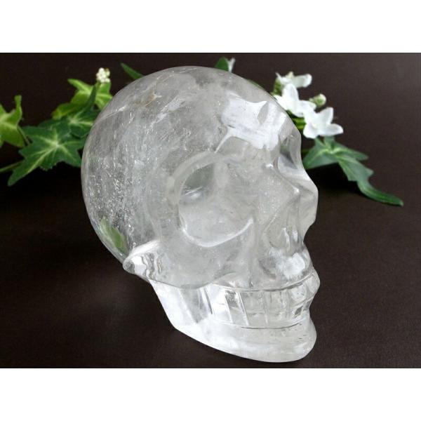 クールなスカルヘッド 水晶 スカル 彫刻 置物 最大幅約97mm 重さ約673g 生命の再生を象徴す...