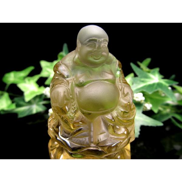 極上彫刻置物 シトリン 布袋尊 彫刻置物 木製台座付 高さ約89mm 重さ176g 七福神で有名な布...