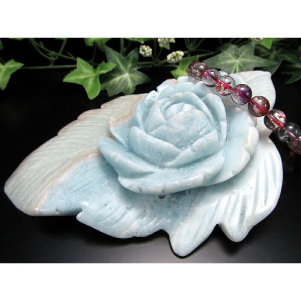 幸運を招く 蒼緑の薔薇 アマゾナイト 薔薇彫刻置物 高さ 34mm 横幅 314mm アマゾナイトが...