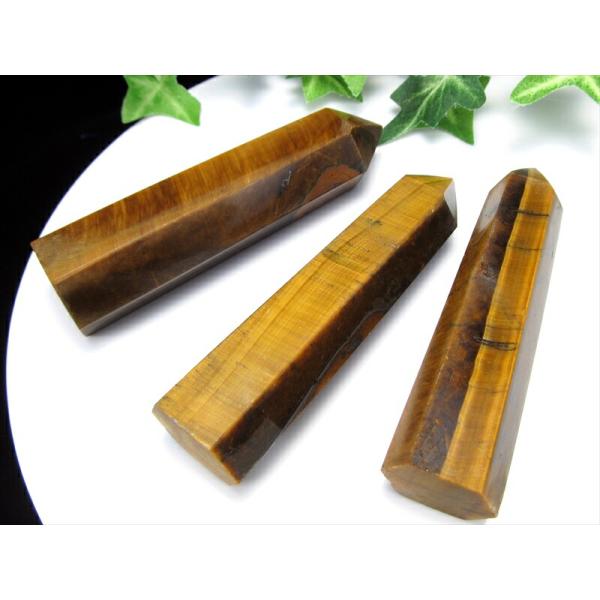 1個売り タイガーアイ ポイント 六角柱 重さ約40g-60g くっきりシラー効果 ブラウンゴールド...