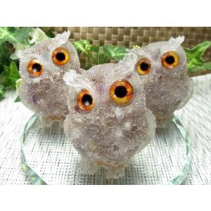 フクロウ型 オルゴナイト 選べる7種類の天然石（天然水晶 ローズ