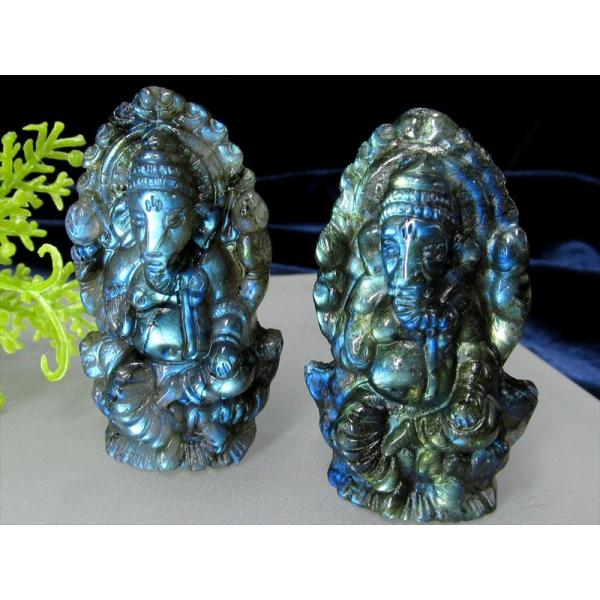 鮮やかシラー ラブラドライト ガネーシャ 彫刻置物 1個売り 重さ約20g-30g 繊細な天然石彫刻...
