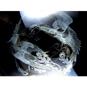 鳳凰と神龍 クリスタルガラス製 丸玉 専用台座付き 直径約80mm
