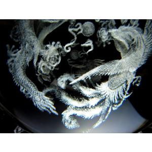鳳凰と神龍 クリスタルガラス製 丸玉 専用台座...の詳細画像3