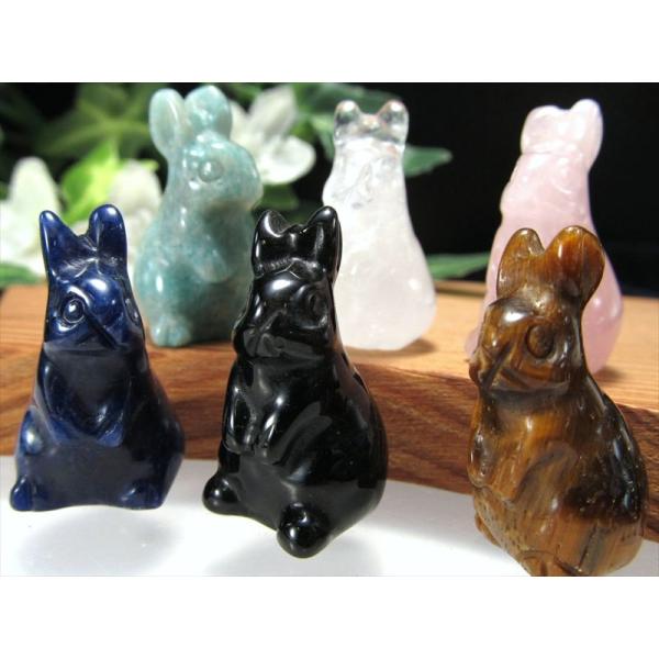 選べる6種 ミニうさぎ 彫刻置物 1個売り 高さ約25mm前後 タイガーアイ オブシディアン ローズ...